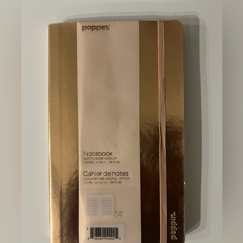 Poppin Metallic Rose Gold Notebook NWT